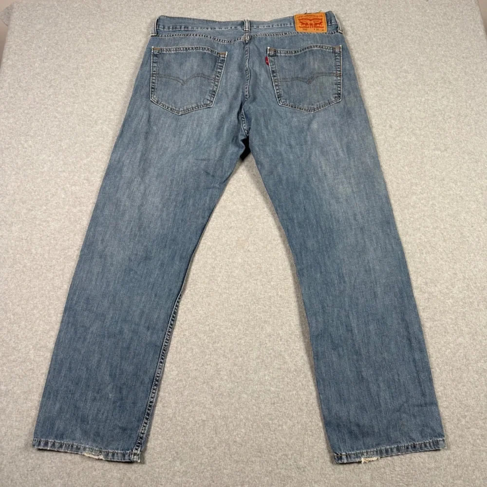 Levis 505 Regular Fit Mens Jeans 36x30 Medium Wash Blue Denim Straight Leg